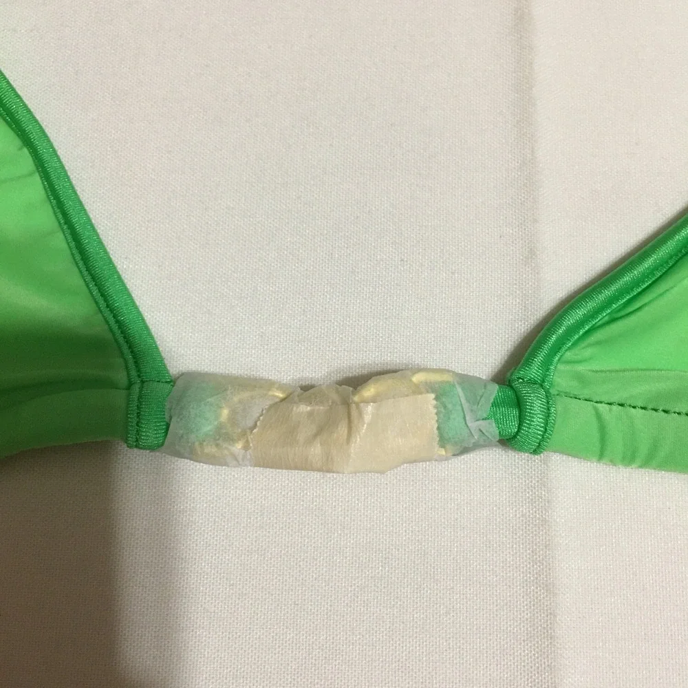 Wicked Weasel 312 Tri Top Bikini Women XXS Pine Lime Triangle Halter NWT